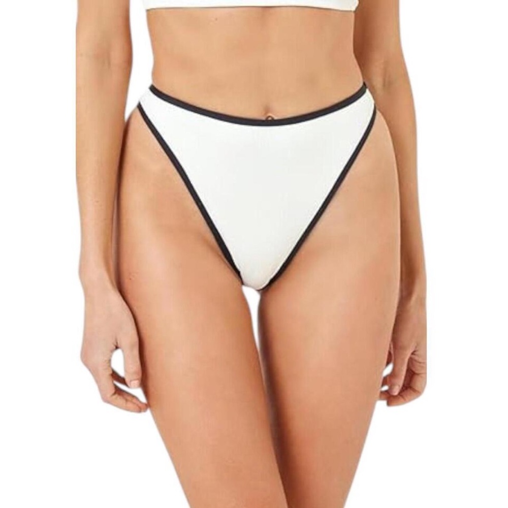 L*Space Nora Cream white and black bikini bottoms